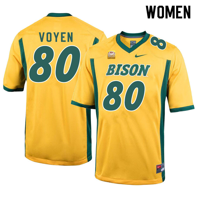 Women #80 Andy Voyen North Dakota State Bison College Football Jerseys Sale-Yellow